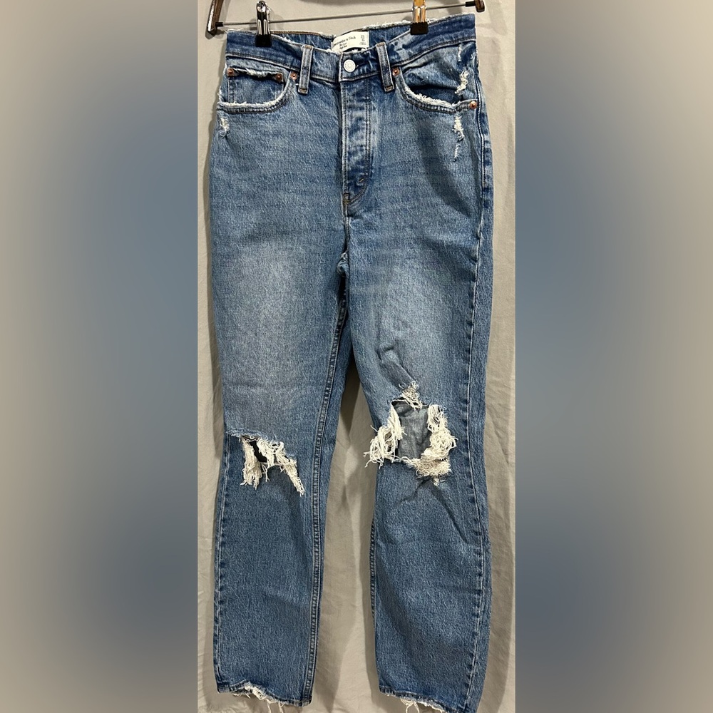 Abercrombie & Fitch The Dad High Rise Blue Jeans